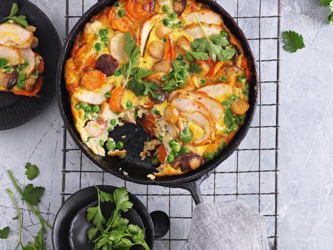 Frittata met kip en champignons