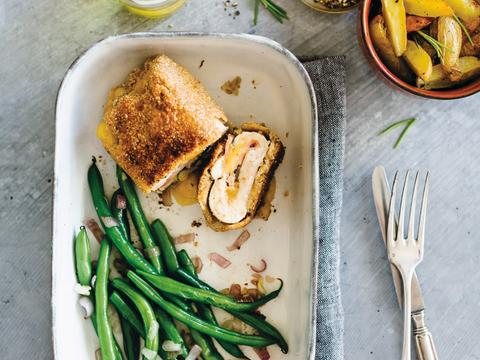 Cordon bleu met prinsessenbonen en krielaardappelen