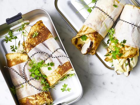 pannenkoekwrap met kip en witloof