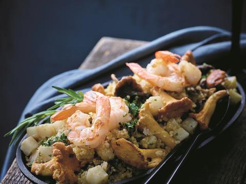 Quinotto met scampi_s en wilde paddenstoelen