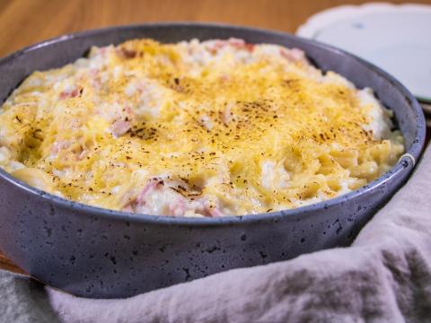 Macaronis jambon fromage et céleri-rave