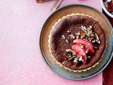 Chocoladetaartjes met tahin en pecannoten
