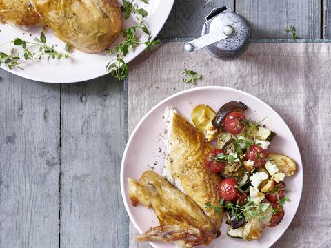 Gebraden kip met Griekse ovenpatatjes