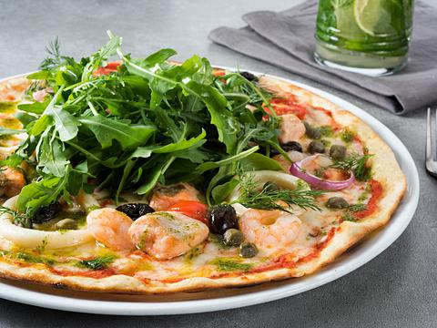 Pizza met zeevruchten