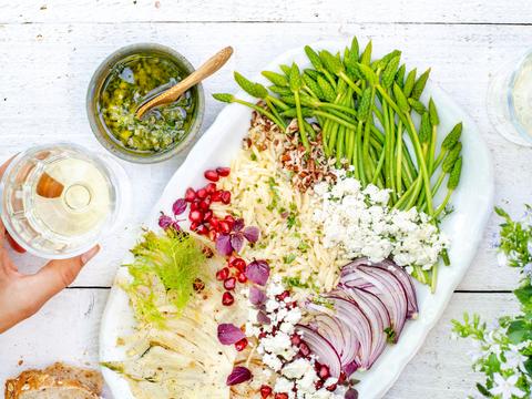 Salade van orzo met gegrilde venkel