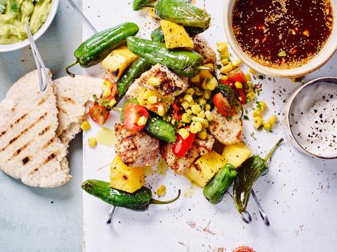 kalkoen-mangospiesjes met maissalsa