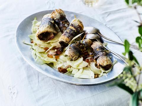 Gevulde sardines op salade van venkel