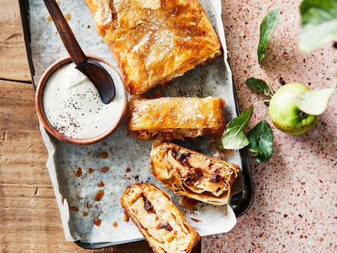 appelstrudel met vanilleroom
