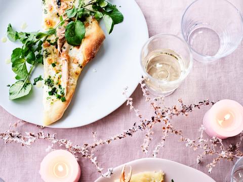 Pizza bianco met langoustine