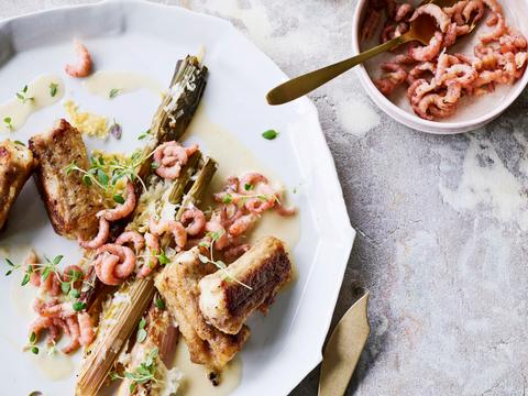 Hondshaai met verse garnalensaus
