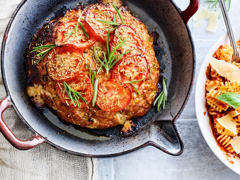 Tomaten-gehaktbrood met spirelli