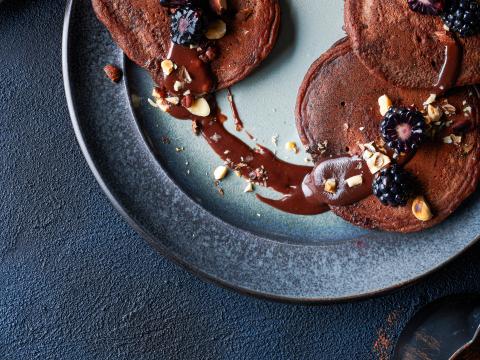 Pancakes met chocolade en hazelnoten