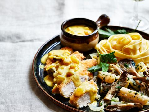 Krokant gebakken kip met Blackwellsaus