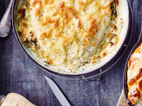 Vispannetje dauphinois met pastinaak