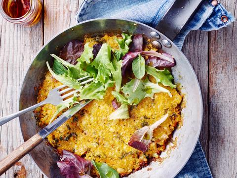 Rösti met pompoen en kip