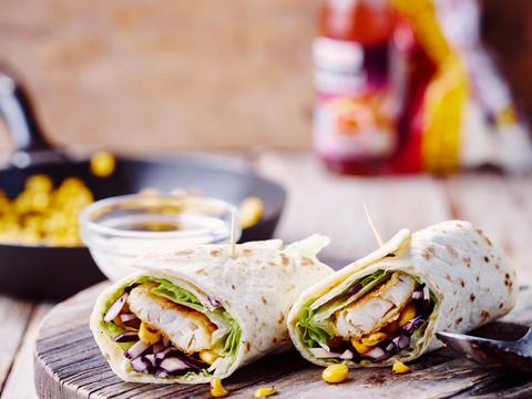 Rappe wraps met rodekool