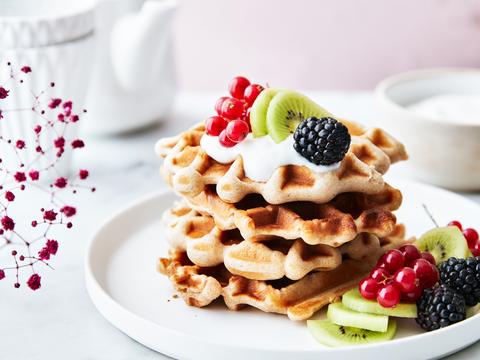 Volkorenwafeltjes met fruit