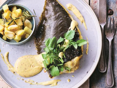 Gegrilde tarbot op de graat
