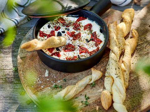 Dip van gebakken ricotta, ansjovis