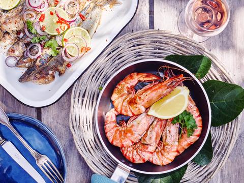 Gamba’s en sardines à la plancha