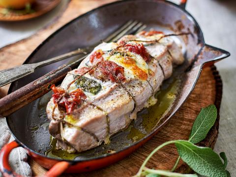 Varkenshaasje gevuld met mozzarella