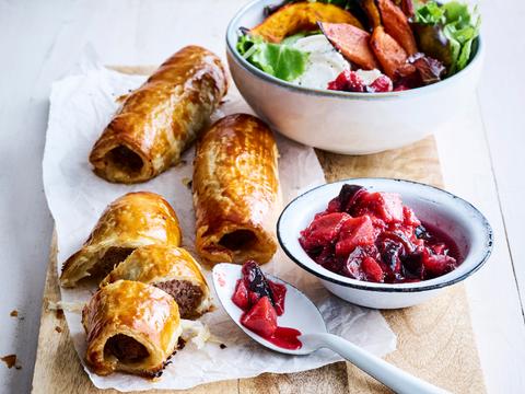 Worstenbroodjes met kweepeer