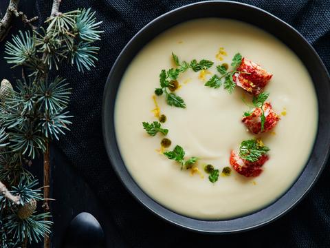 Bloemkoolsoep met kreeft