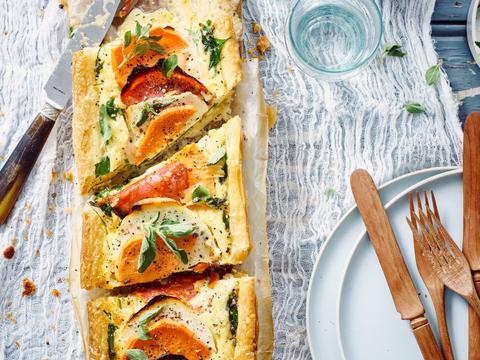 Quiches met queso de burgos en chorizo