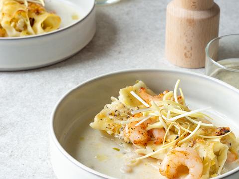 Cannelloni met prei en scampi
