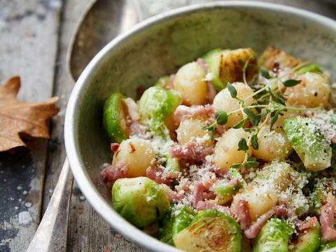 Gnocchi met spruitjes en spek