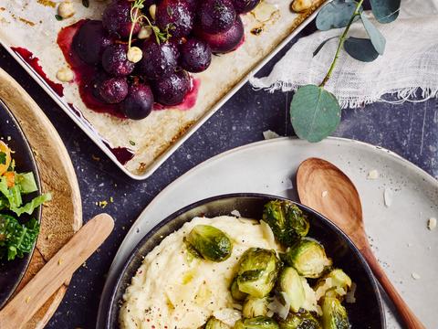 Pastinaakpuree met geroosterde spruitjes