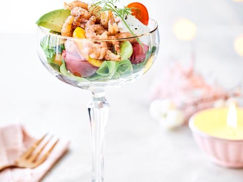 Garnalencocktail met avocado en kruidendressing
