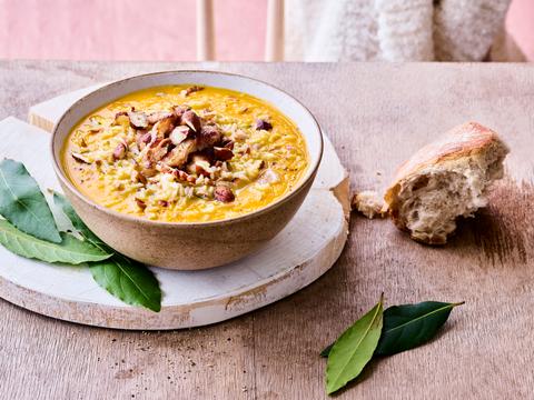 Zoete-aardappelsoep met spekjes