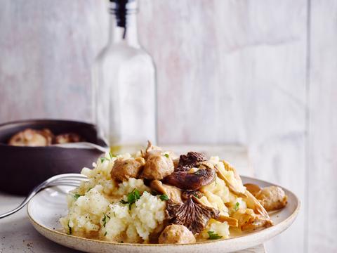 Stoemp met ragout van bospaddenstoelen