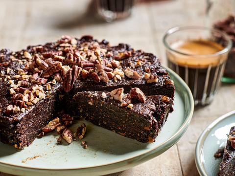 No bake-brownie met vijgen en pecannnoten