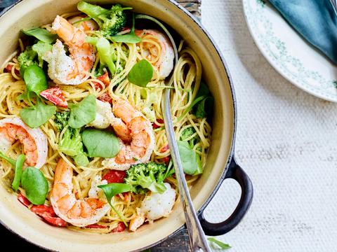 One pot-spaghetti met scampi’s