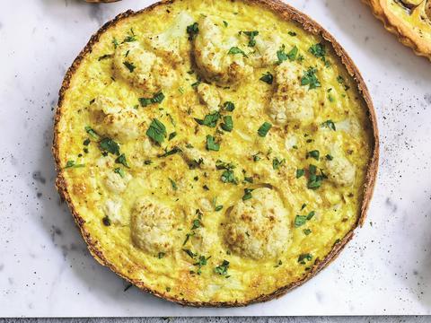 glutenvrije quiche met bloemkool en kerrie