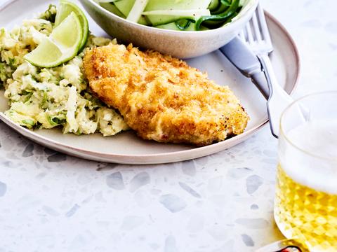 Kalfsschnitzels met romige andijviepuree