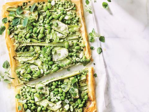 Volkoren tarte tatin van prei, aardappel en feta