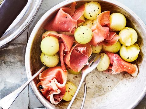 Pata negra met meloenbolletjes