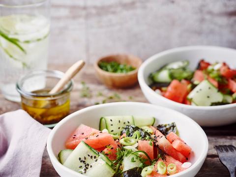 Japanse meloensalade met krokante norichips