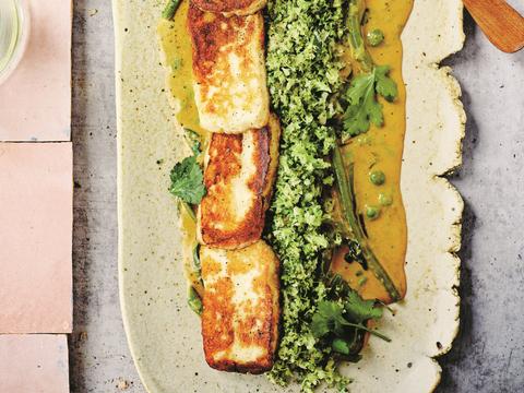 Broccolirijst met halloumi