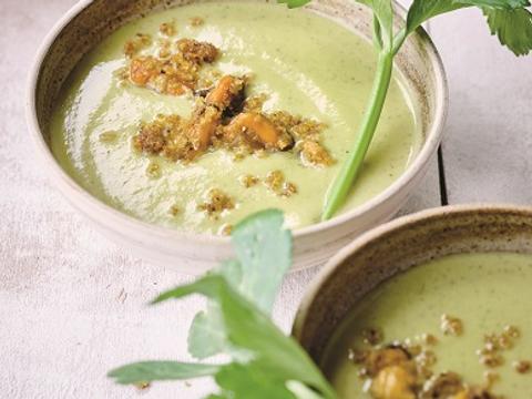 Courgettesoep met gebakken knoflookmosselen