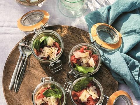 Carpaccio in een bokaaltje