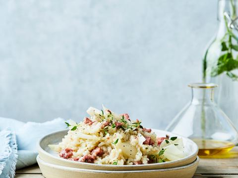 Risotto met gepofte uien en Cotechino Modena IGP