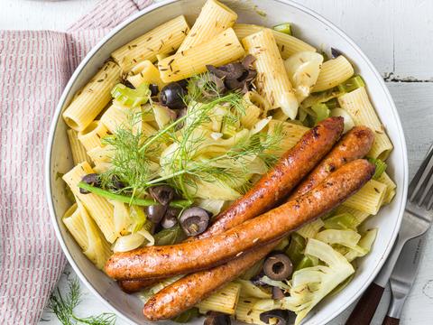 Rigatoni met venkel en merguez