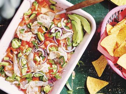Aguachile - ceviche van scampi's