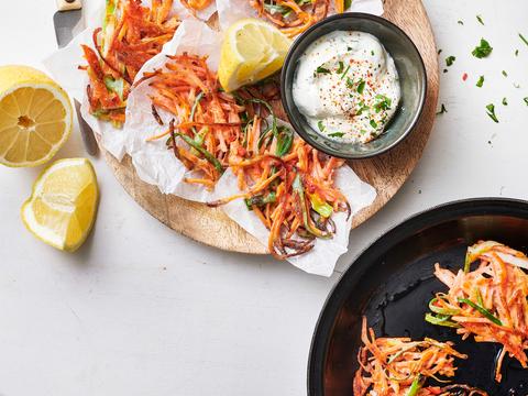 Wortelfritters met knoflookdip