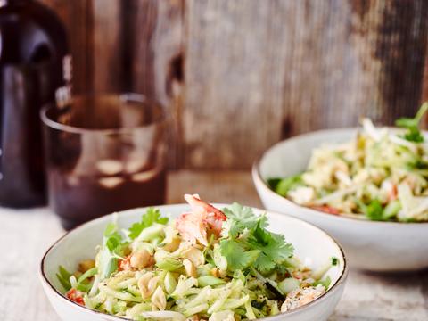 Pad thai van courgetti met krab