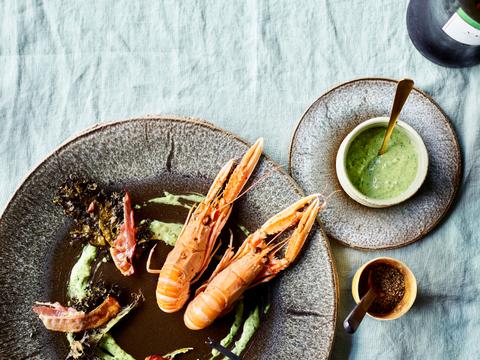 Langoustines met boerenkool en spek